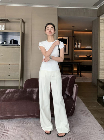 Maven Lin [70% Off] White Women's Slim High-Waisted Straight Leg Wide-Leg Jeans - High-End Style, Slim Fit, Wide Leg Pants