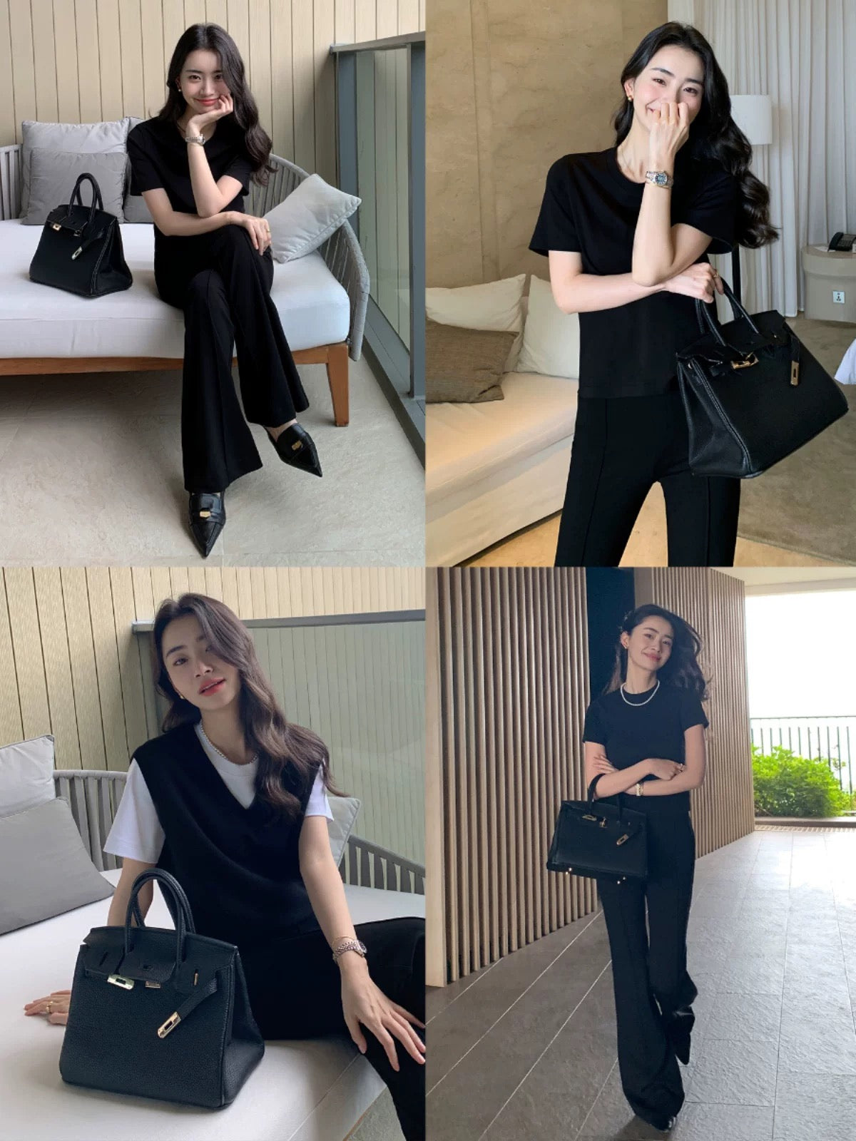 Maven Lin [70% Off In Stock] Black High-Waisted Flared Pants for Women, Casual Style, Knitted Floor-Length Trousers