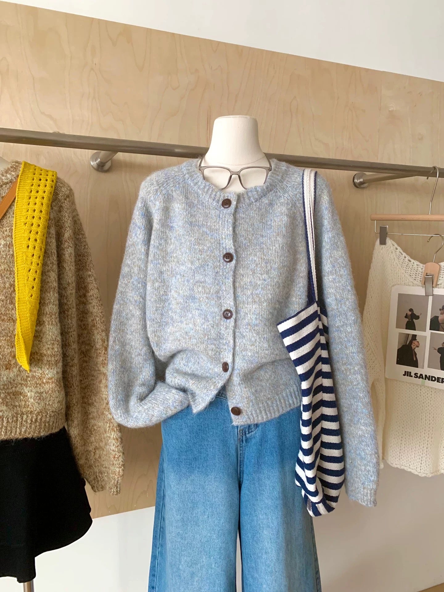 RENA Korean early autumn wear knitted cardigan women's loose lazy style 2025 new pattern sweater jacket top