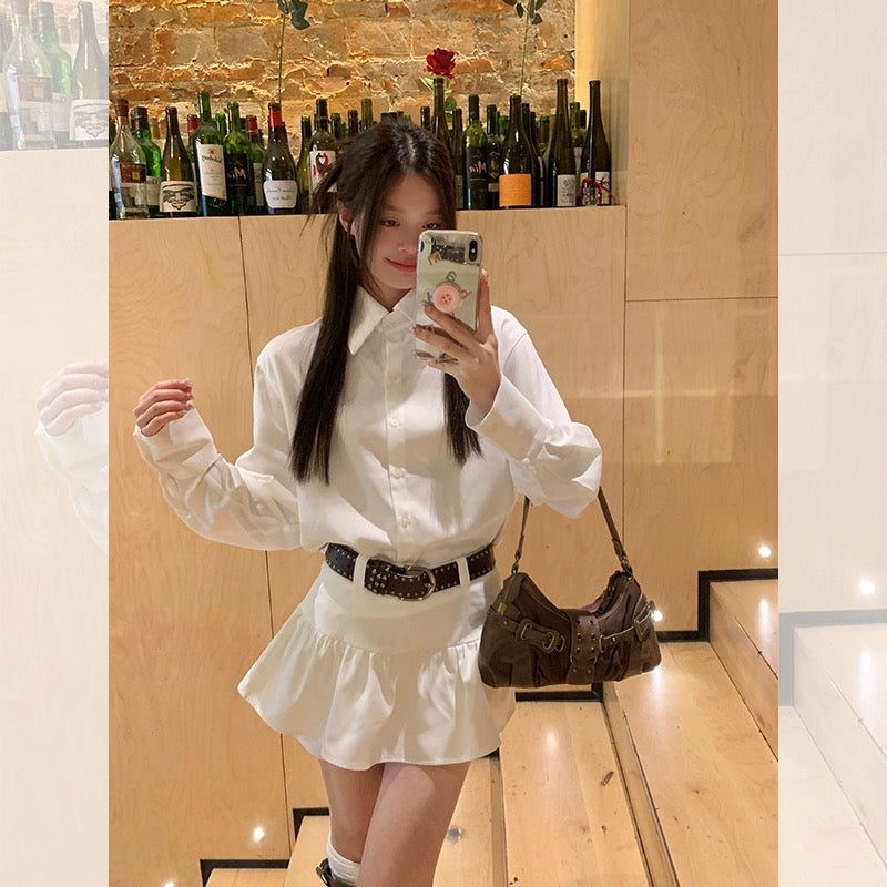 Song Zhengen white skirt women's new spring new small anti-exposure culottes high-waisted slim A-line short skirt