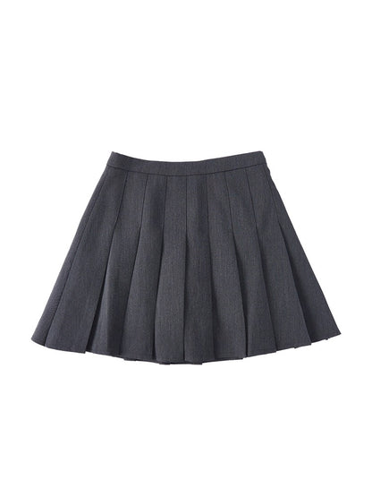 Song Xiaoen gray pleated skirt for women 2024 summer new high-waisted A-line slimming short skirt for small people