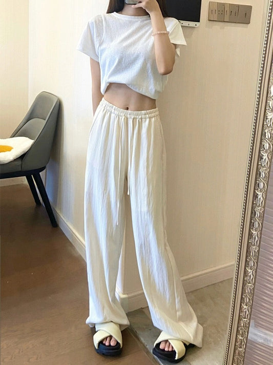 Jade Closet's reserved style recommendation ~ the annual hot style high-waist slim and drapey casual cotton and linen wide-leg pants for women
