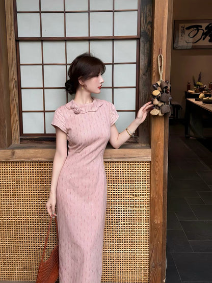 New Chinese style, elegant and handsome, [Xiao He Chun Ri] retro modified cheongsam dress for women, summer fresh and cute dress