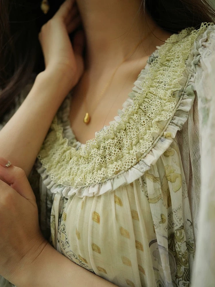 Aconiconi｜Songjian French romantic and relaxing seaside holiday style loose lazy long dress Xia Xin