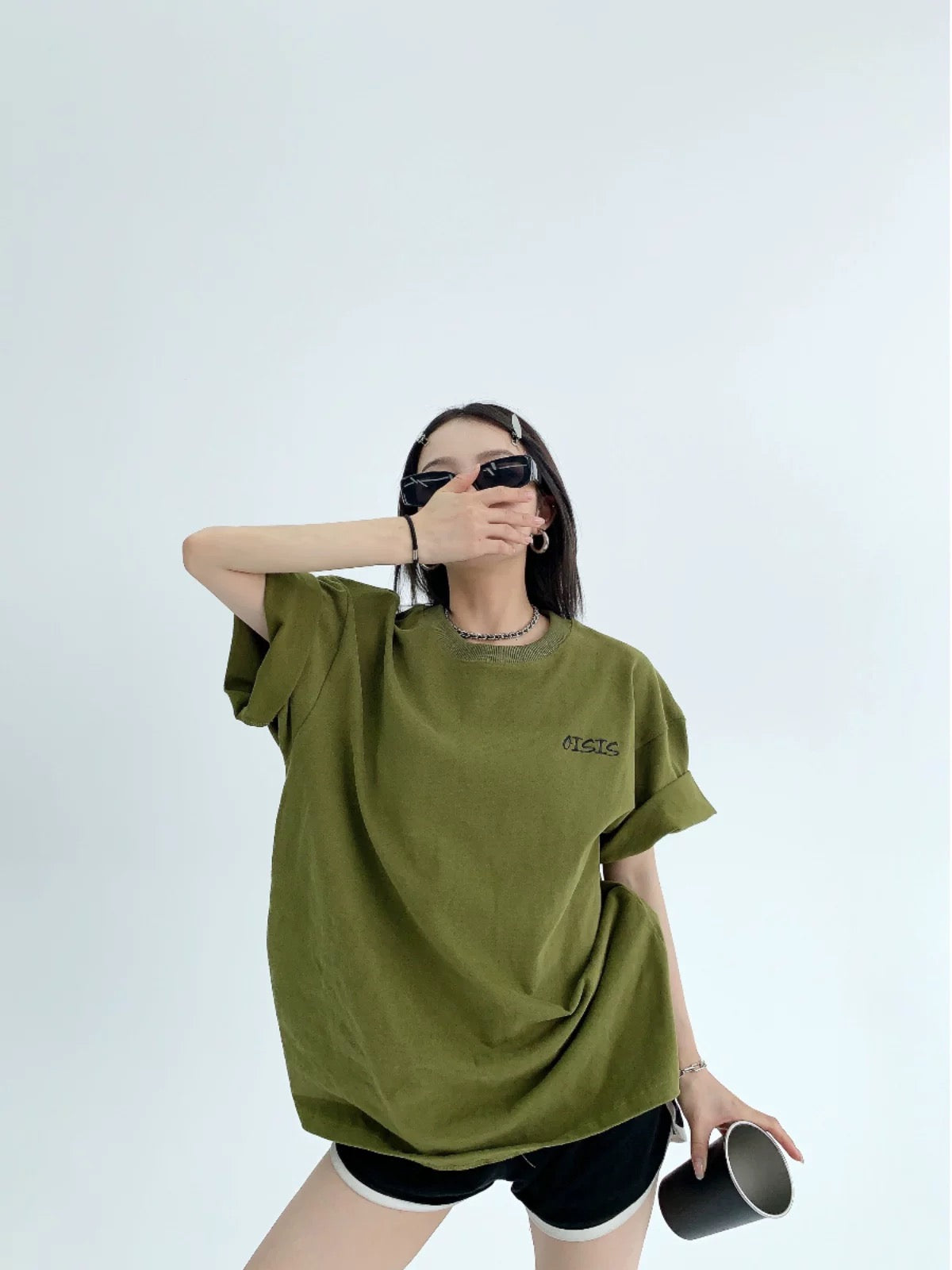 Waste wood summer chic high-end couple pure cotton T-shirt loose retro niche back composition printed short-sleeved women