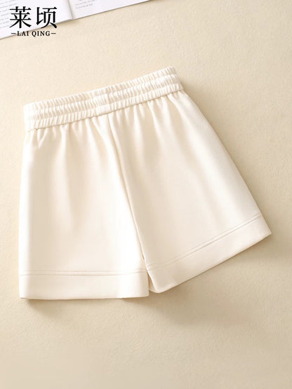 Casual sports shorts for women 2024 summer new style drawstring elastic high waist versatile wide leg pants slimming thin hot pants
