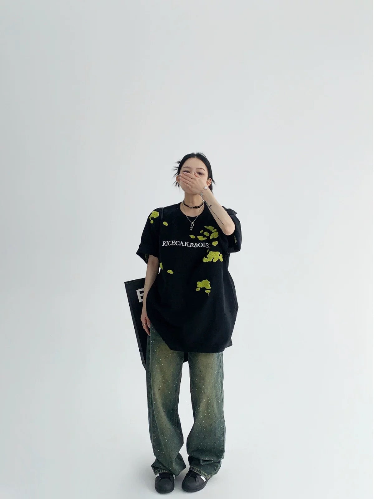 Waste wood summer American niche couple heavyweight towel embroidered short-sleeved oversize loose 300G pure cotton T-shirt for women