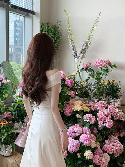 [Moonlight Concerto] High-end and gentle temperament satin fishbone mesh top women's summer skirt suit