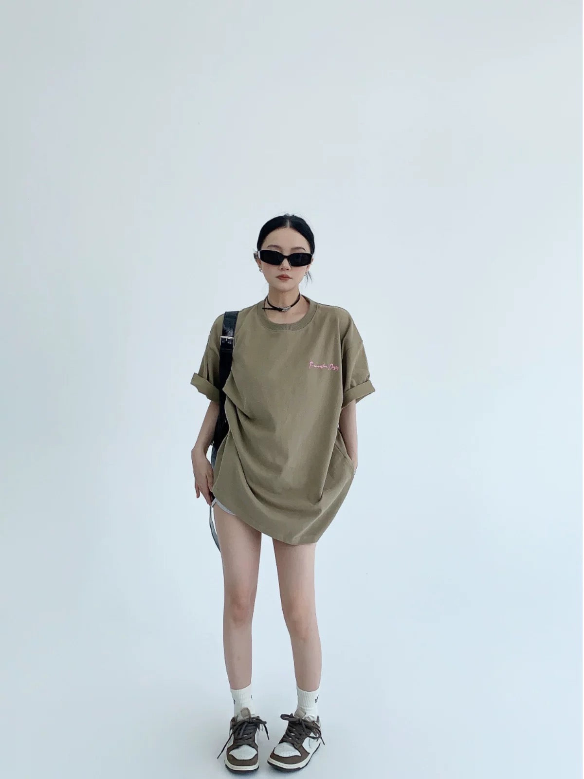Waste-chai chic summer new 13th anniversary heavyweight 300G pure cotton embroidered short-sleeved T-shirt for women's trendy couple