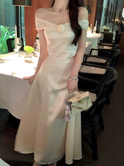 [Moonlight Concerto] High-end and gentle temperament satin fishbone mesh top women's summer skirt suit