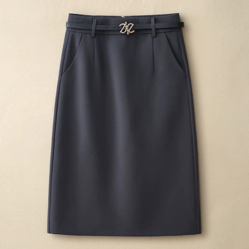 Suit A-line skirt for women 2024 spring and autumn new fashion high-waisted mid-length slimming one-step hip-covering skirt
