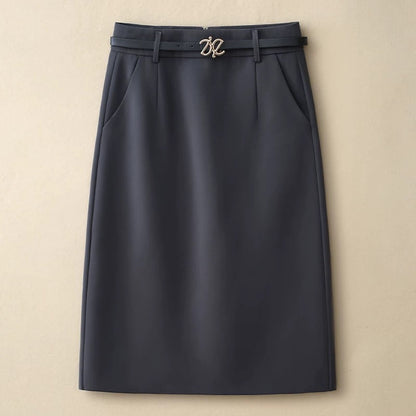 Suit A-line skirt for women 2024 spring and autumn new fashion high-waisted mid-length slimming one-step hip-covering skirt