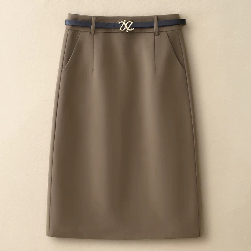 Suit A-line skirt for women 2024 spring and autumn new fashion high-waisted mid-length slimming one-step hip-covering skirt