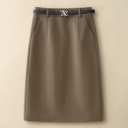 Suit A-line skirt for women 2024 spring and autumn new fashion high-waisted mid-length slimming one-step hip-covering skirt