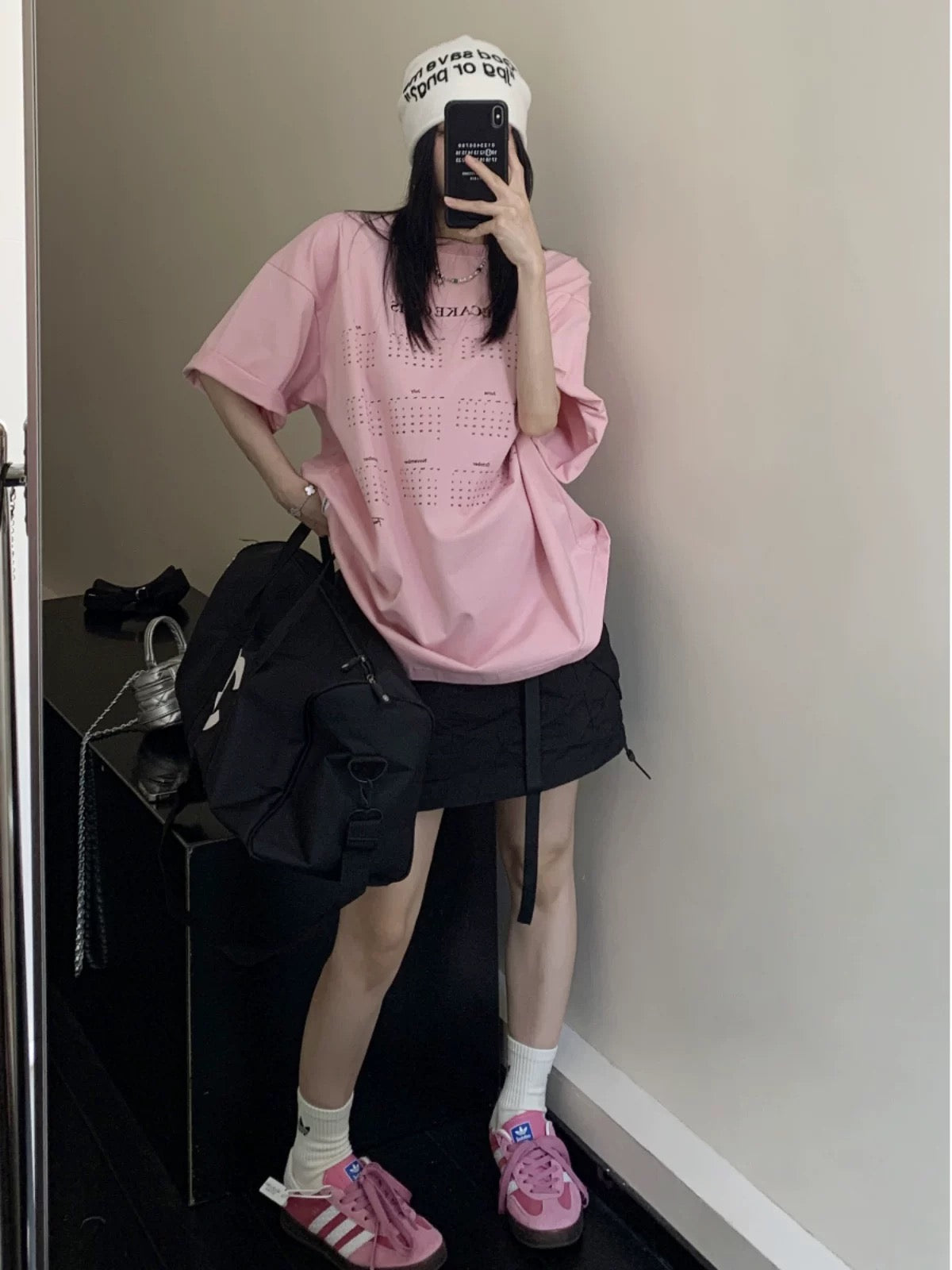 Wasteful chic summer high-end calendar printed cotton T-shirt loose retro casual minimalist couple short-sleeved women