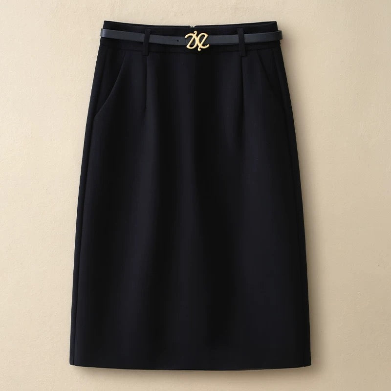 Suit A-line skirt for women 2024 spring and autumn new fashion high-waisted mid-length slimming one-step hip-covering skirt