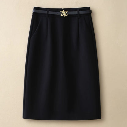 Suit A-line skirt for women 2024 spring and autumn new fashion high-waisted mid-length slimming one-step hip-covering skirt