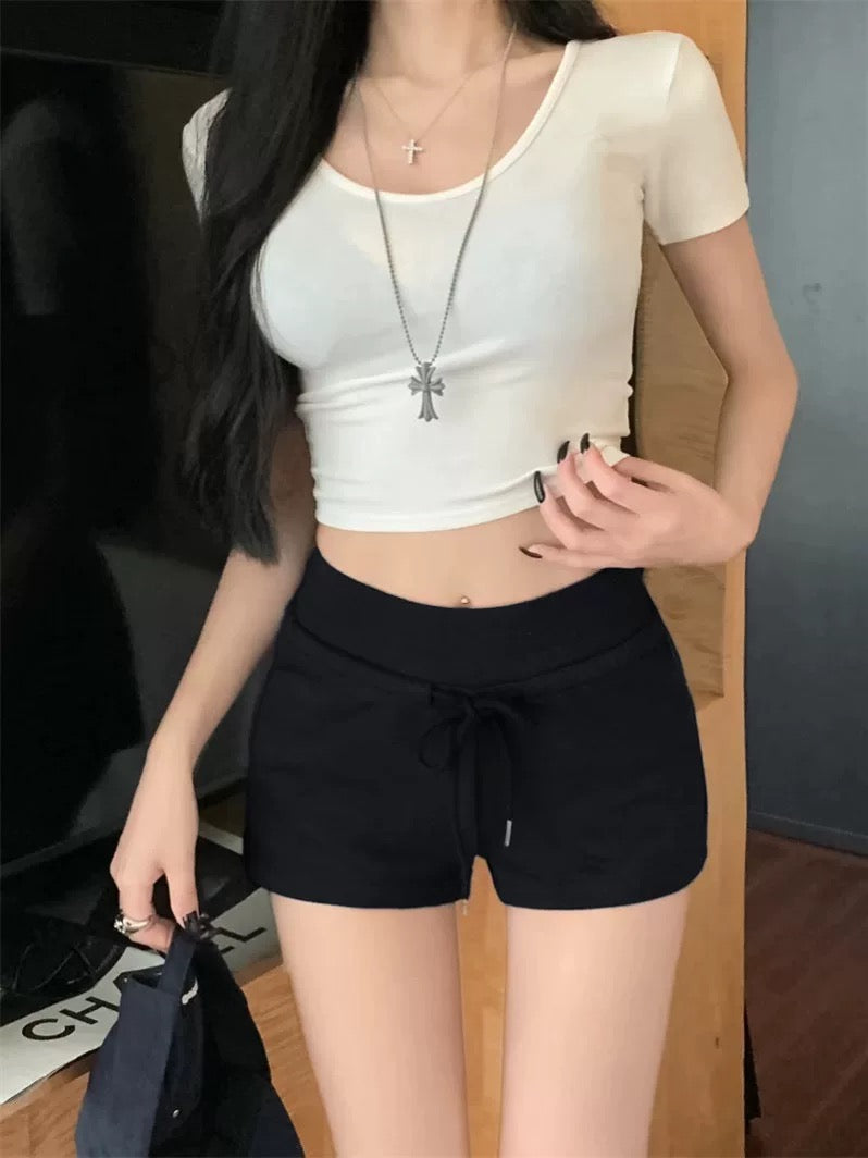 American cartoon cat shorts for women summer hot girl drawstring sports low waist hip hot pants outer wear casual leggings