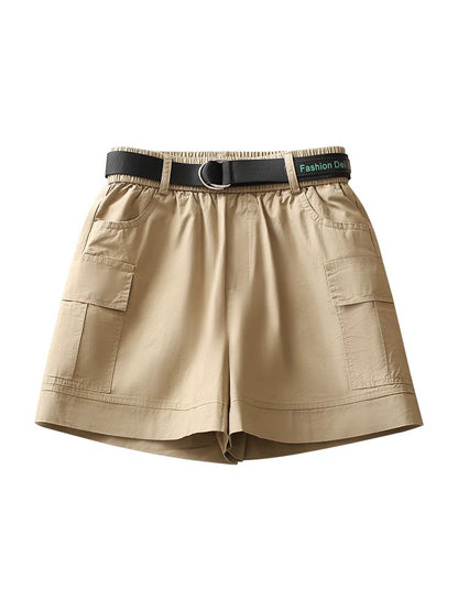 Elastic high-waisted A-line shorts for women, thin, 2024 summer new fashion, versatile, casual wide-leg pants, hot pants for outer wear