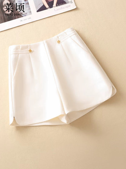 Summer suit A-line pants women's shorts 2024 new thin stylish pink casual pants versatile slit hot pants ins