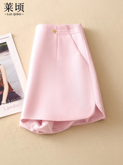 Summer suit A-line pants women's shorts 2024 new thin stylish pink casual pants versatile slit hot pants ins