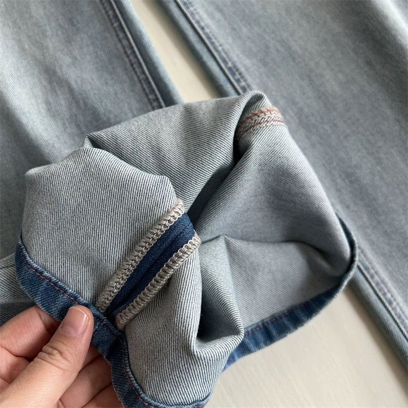 Trendy, loose-fitting flared wide-leg jeans! Excellent cut, four-way stretch, loose-fitting denim trousers, perfect for spring and autumn.