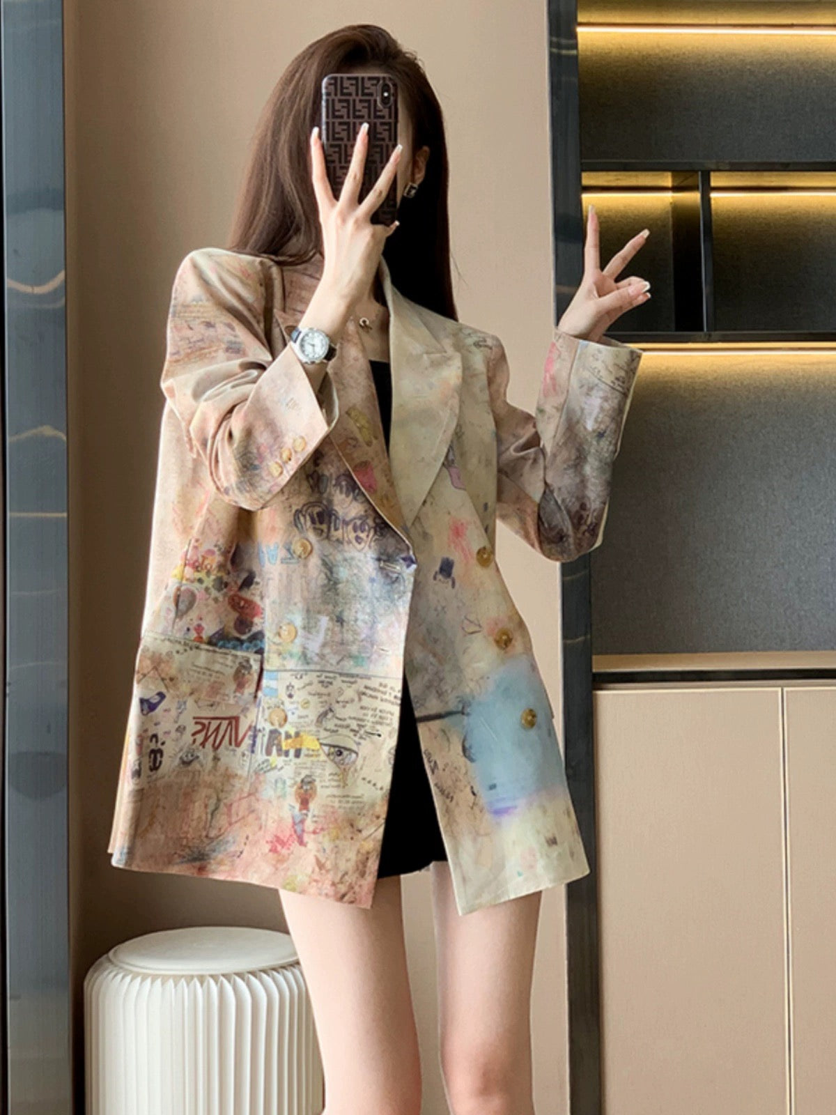 Summer new style retro Hong Kong style personality temperament high-end small fragrance casual blazer women's loose fashion suit