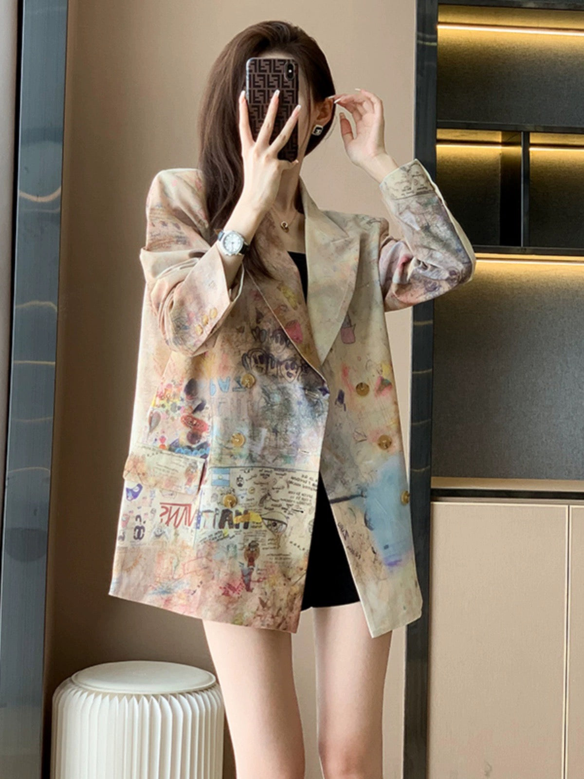 Summer new style retro Hong Kong style personality temperament high-end small fragrance casual blazer women's loose fashion suit