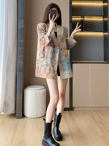 Summer new style retro Hong Kong style personality temperament high-end small fragrance casual blazer women's loose fashion suit