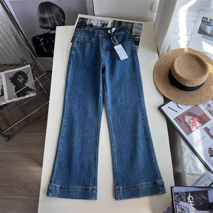 "High Street Retro" Women's Slim Fit Elastic Cropped Flare Jeans - New Autumn Style