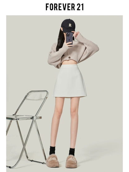 Forever21 high-waisted white straight skirt for women 2024 new early spring slimming and hot A-line hip skirt