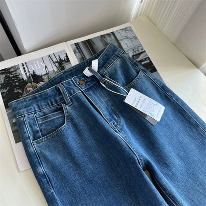 "High Street Retro" Women's Slim Fit Elastic Cropped Flare Jeans - New Autumn Style