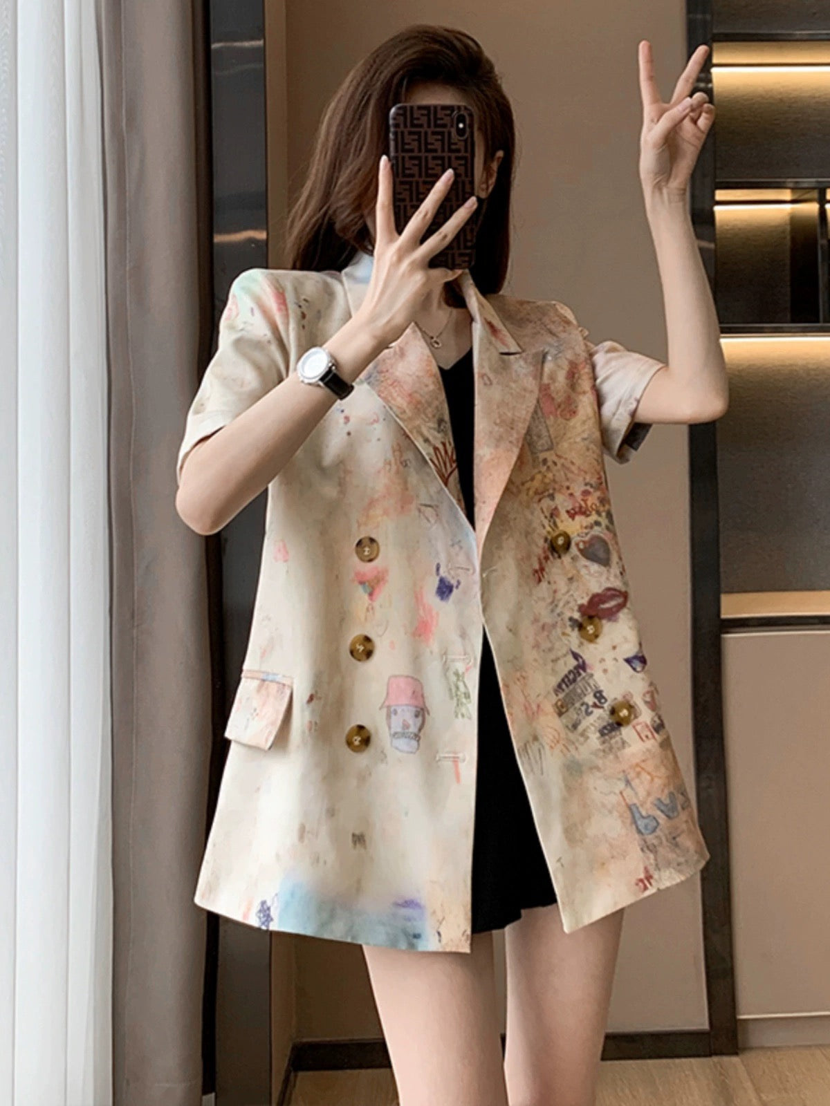 Fashionable short-sleeved blazer women's summer new temperament small half-sleeved high-end small fragrance casual suit