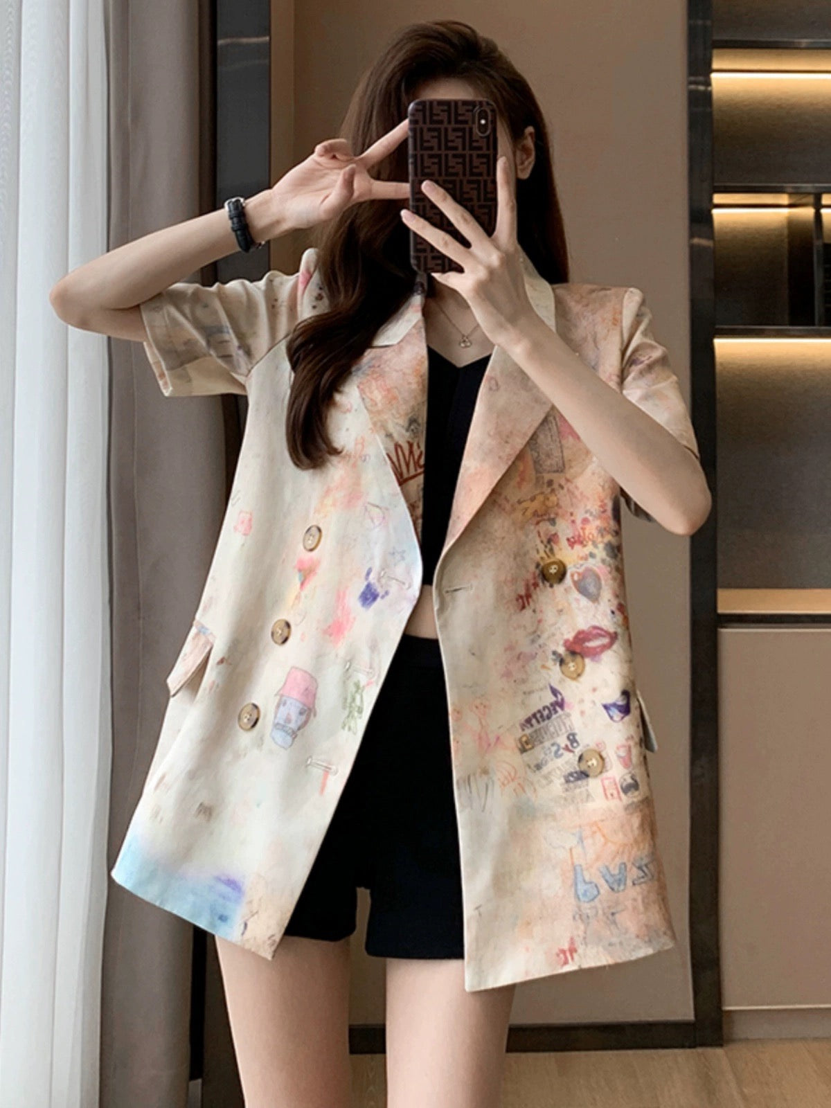 Fashionable short-sleeved blazer women's summer new temperament small half-sleeved high-end small fragrance casual suit
