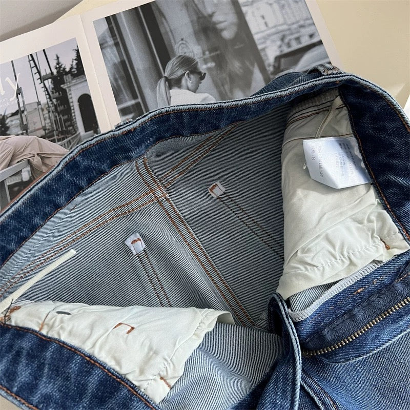 Scream-worthy long leg pants! High-waisted, slimming straight-leg flared jeans for women, autumn four-way stretch stylish denim long pants.