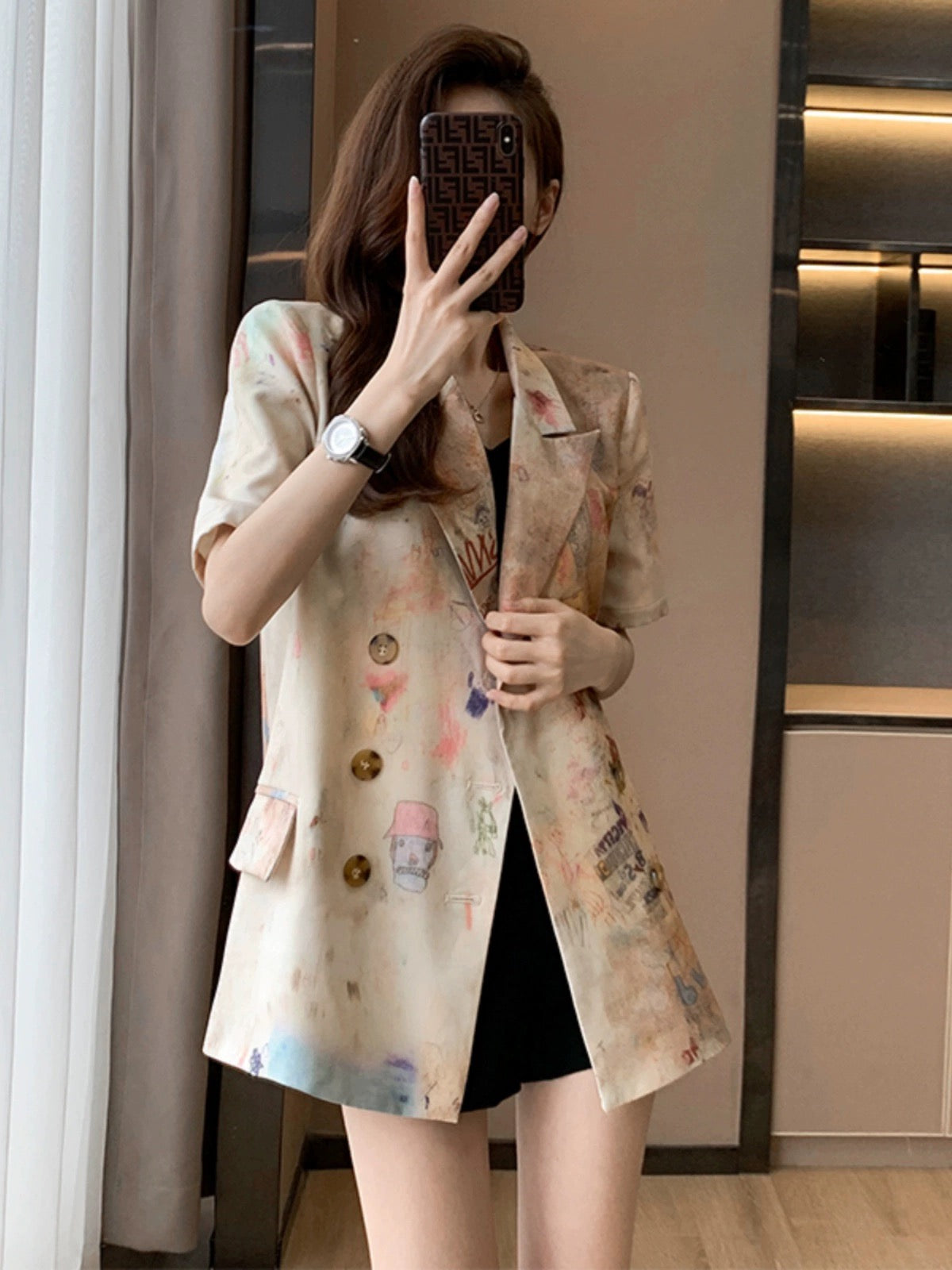 Fashionable short-sleeved blazer women's summer new temperament small half-sleeved high-end small fragrance casual suit