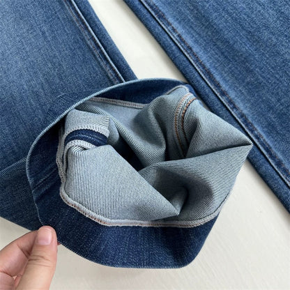Scream-worthy long leg pants! High-waisted, slimming straight-leg flared jeans for women, autumn four-way stretch stylish denim long pants.
