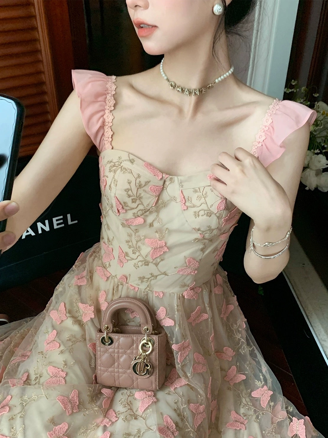 Auntie Lu and Uncle Zhuo ◆"Butterfly Fairy" small flying sleeve butterfly embroidery dress for women with design sense long skirt
