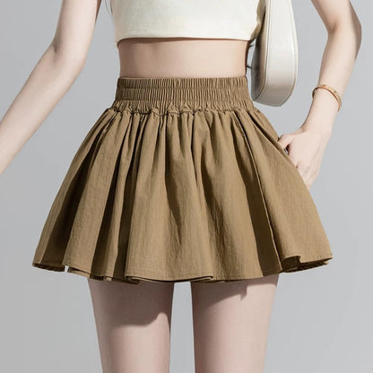 Sweet and spicy pure white puffy cake skirt female summer high waist skirt small anti-exposure A-line short skirt pants