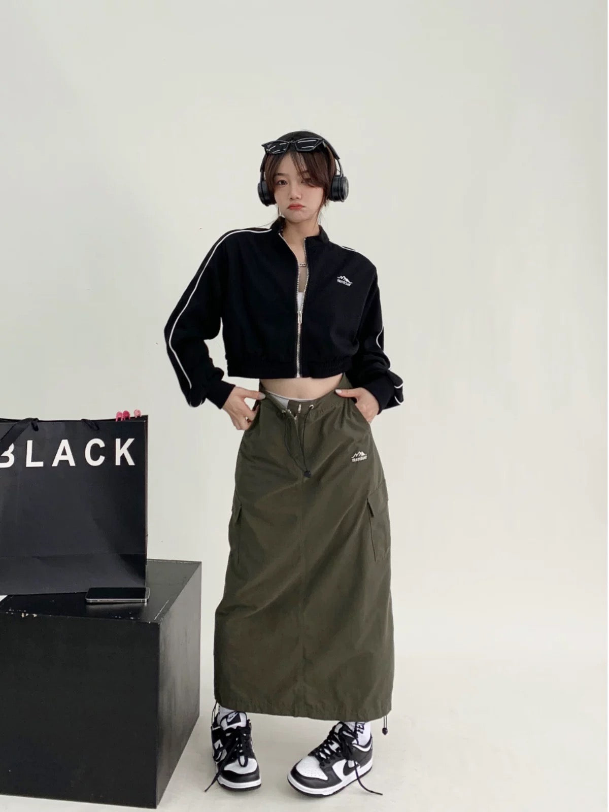 Waste Chai New American Retro Design Drawstring Skirt Loose Embroidered Thin Hot Girl Workwear Long Skirt Women's Trendy