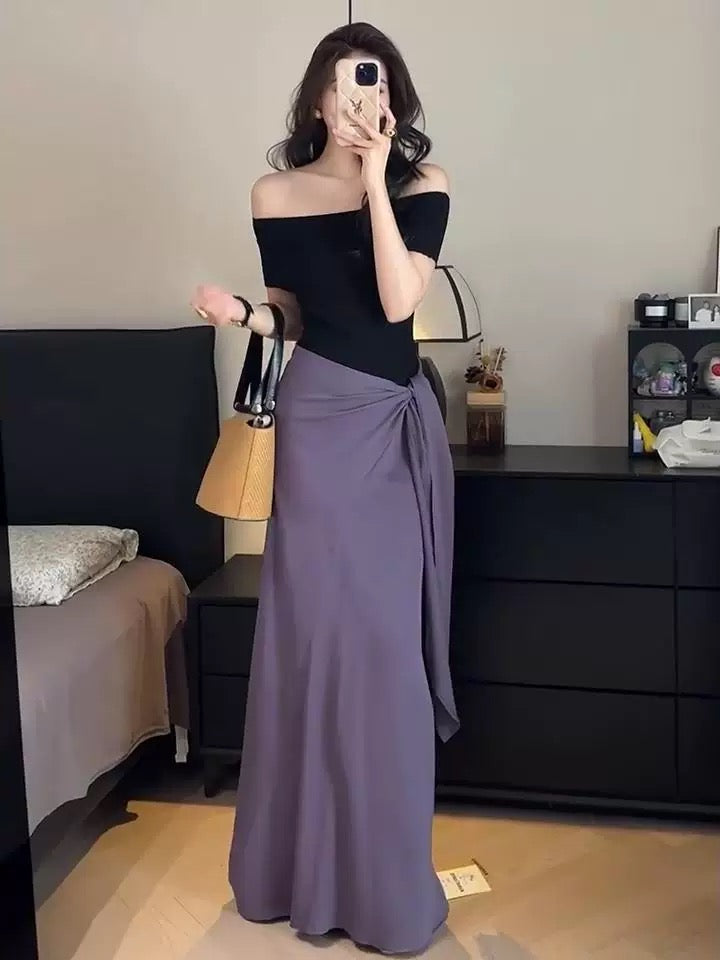 2025 new Korean style high-end outfit a complete set of women's summer niche no collision loose feeling top skirt