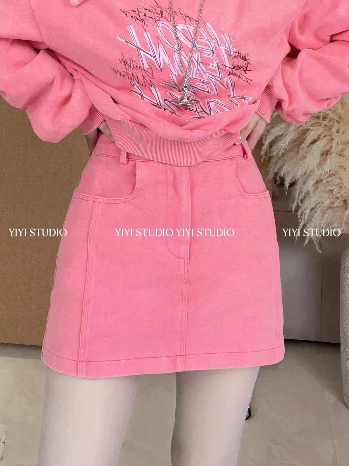 [Autumn Romance] New Autumn Design: Slimming Asymmetric Off-Shoulder Long-Sleeve Top & High-Waisted Skort Set #166