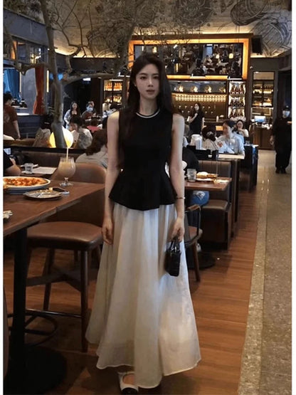 French style ladylike small fragrance suit for women summer new style high-grade sleeveless top skirt two-piece suit