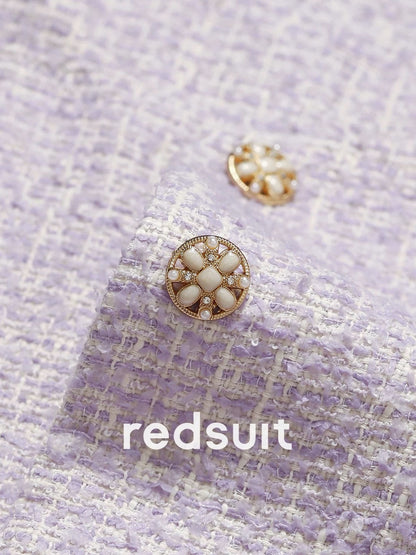 Redsuit lavender temperament sweet tweed small Chanel style round neck short jacket high-end feeling super good-looking top