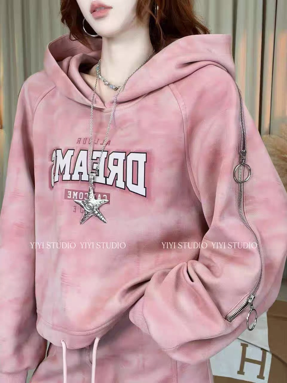 [Fantasy Player] Autumn Set: Soft & Cozy Letter-Print Hoodie & High-Waisted Skirt with Unique Design Details #150
