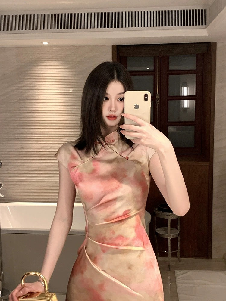 NIMO WANG [Flower Goddess Flora] New Chinese style hip-covering dress for women, hot girl style slim skirt