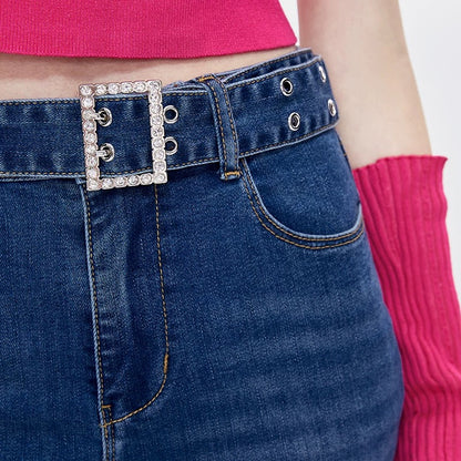 underpass original design retro slim slim micro-flared horseshoe pants black thin wide-leg jeans for women