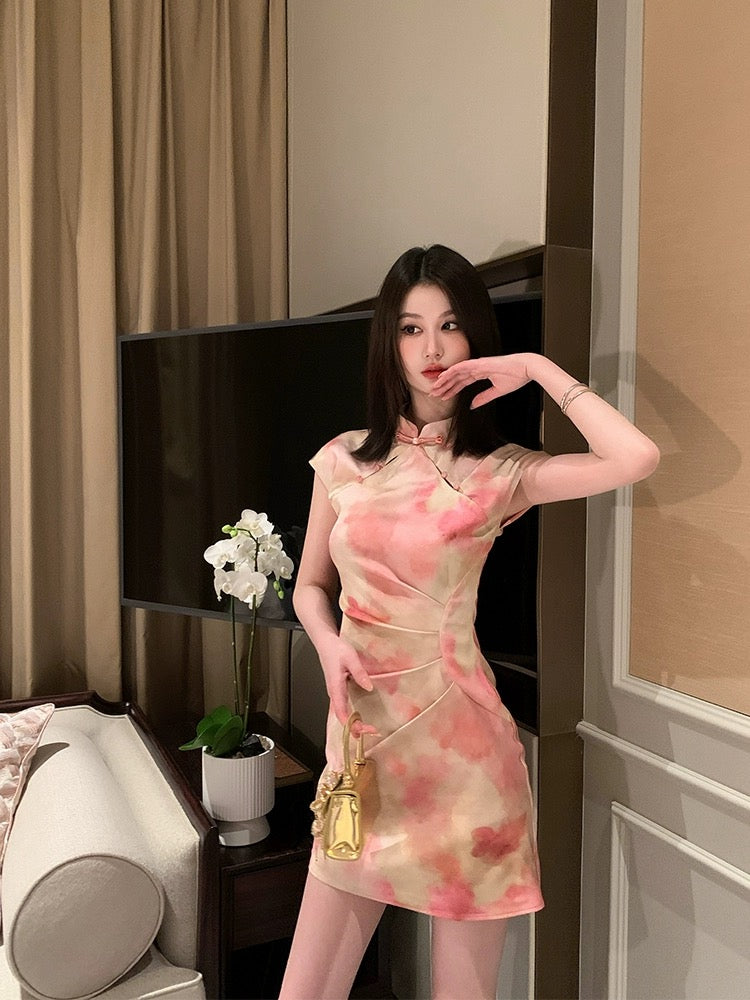 NIMO WANG [Flower Goddess Flora] New Chinese style hip-covering dress for women, hot girl style slim skirt
