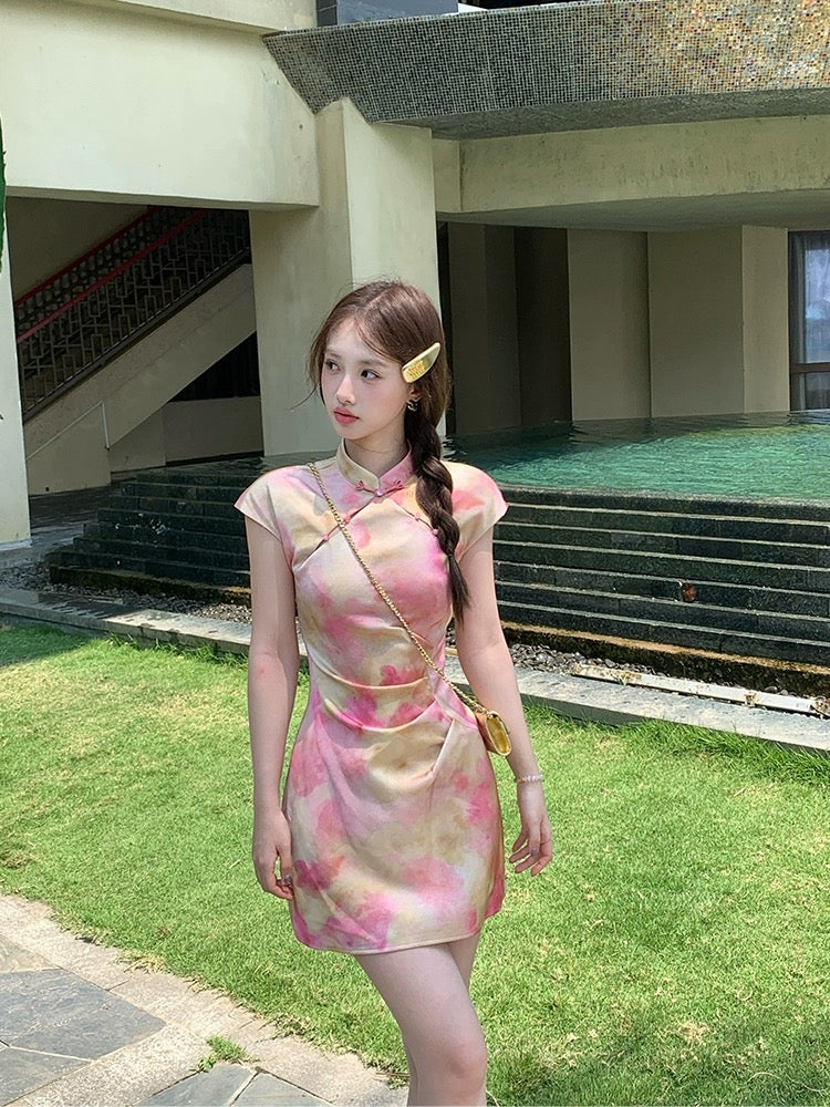 NIMO WANG [Flower Goddess Flora] New Chinese style hip-covering dress for women, hot girl style slim skirt