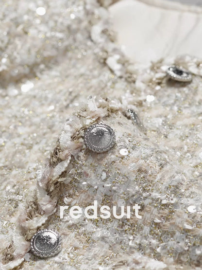 Redsuit heavy sequined heiress-style French tweed jacket with a sophisticated and unique charm.